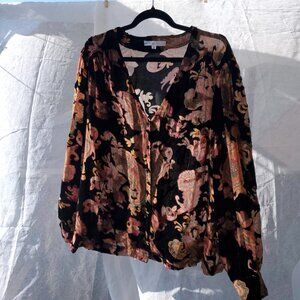 Paisley Semi-sheer & Velvet Blouse